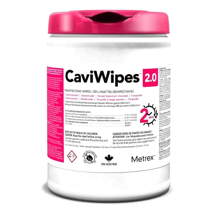 CaviWipes 2.0 disinfecting wipes canister by Metrex