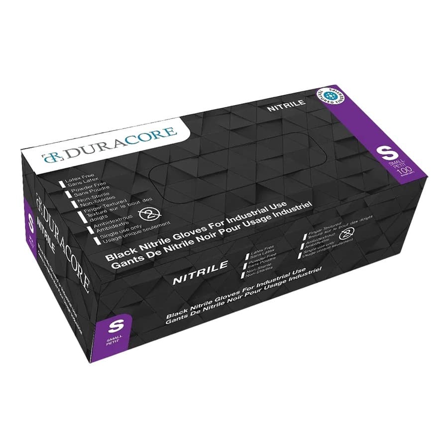 DuraCore black nitrile gloves box